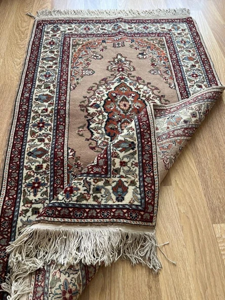 90x143 cm Antika Türk Çiçekli Halı, Kahverengi Yün Halı, 40 Yıllık El Dokuma Kilim, Boho Stili Harika Halı - 6