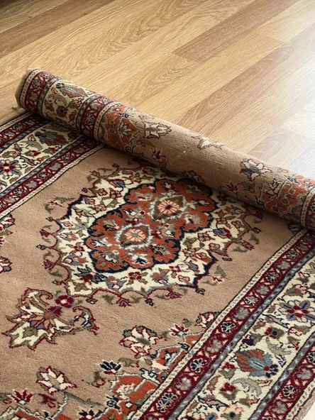 90x143 cm Antika Türk Çiçekli Halı, Kahverengi Yün Halı, 40 Yıllık El Dokuma Kilim, Boho Stili Harika Halı - 3