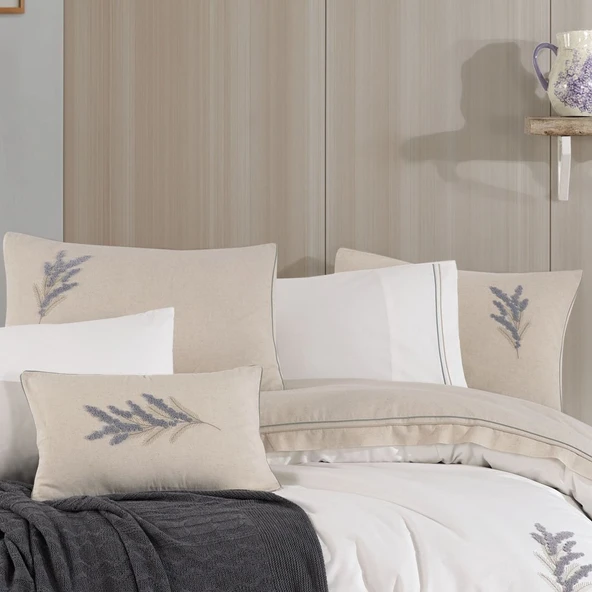 Hobby Mimoza Keten Çift Kişilik Çeyiz Seti - Antrasit - Resim 3