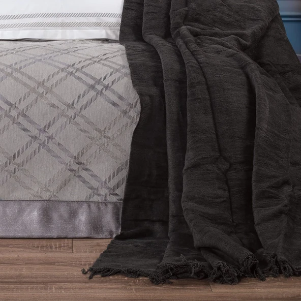 Hobby Trendy Çeyiz Seti - Ekose - Gri - Resim 3