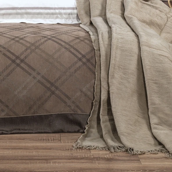 Hobby Trendy Çeyiz Seti - Ekose - Kahve - Resim 3