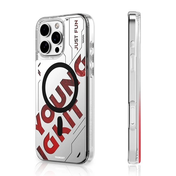 Apple iPhone 16 Pro Kılıf M-safe Şarj Özellikli Airbagli Çift Katmanlı Youngkit Future Streamer Serisi Kapak - 6