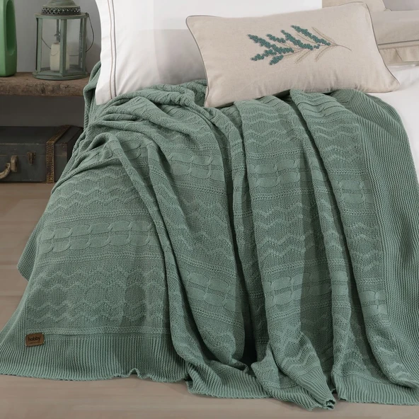 Hobby Mimoza Keten Çift Kişilik Çeyiz Seti - Yeşil - Resim 2