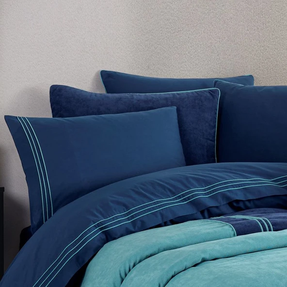 Hobby Line Çift Kişilik Çeyiz Seti - Lacivert Turkuaz - Resim 2