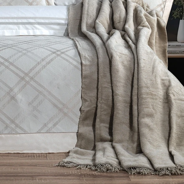 Hobby Trendy Çeyiz Seti - Ekose - Krem - Resim 3