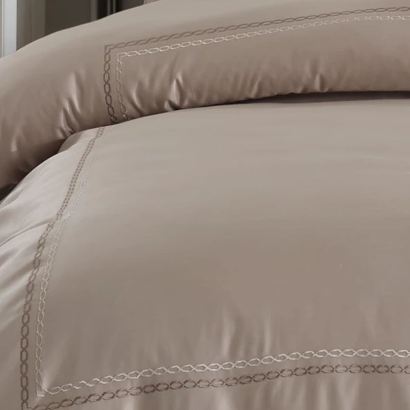 Hobby Queen 800 TC Saten Çift Kişilik Nevresim Takımı - Taş - Resim 3