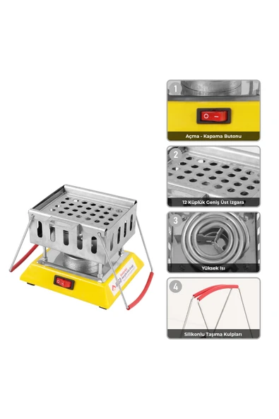 Elektrikli Nargile Köz Yakma Makinası Nargile Kömür Ocağı, Maşa Hediye - 5