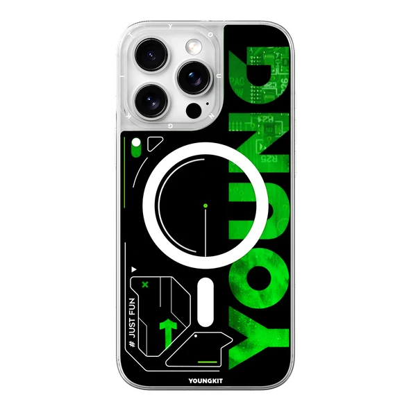 Apple iPhone 16 Pro Kılıf M-safe Şarj Özellikli Airbagli Çift Katmanlı Youngkit Future Streamer Serisi Kapak - Resim 3