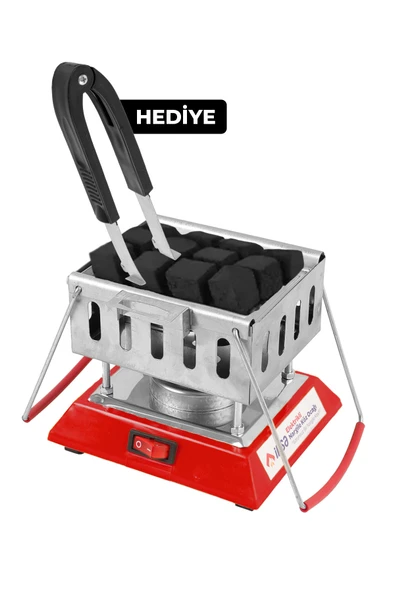 Elektrikli Nargile Köz Yakma Makinası Nargile Kömür Ocağı, Maşa Hediye - 3