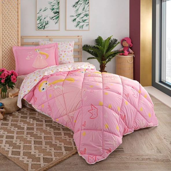 Hobby Prenses Pembe -  Poplin Studio Tek Kişilik Uyku Seti