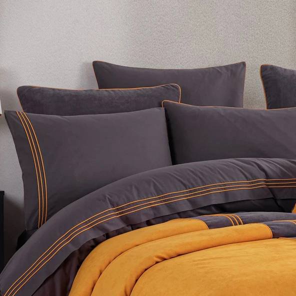 Hobby Line Çift Kişilik Çeyiz Seti - Antrasit Oranj - Resim 2