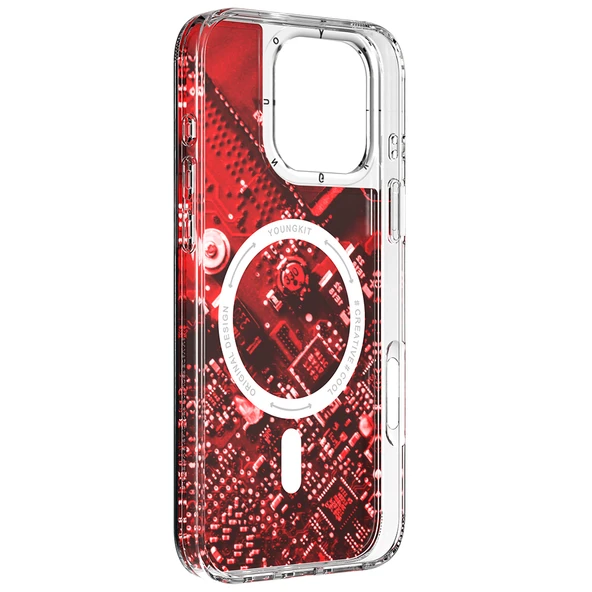 Apple iPhone 16 Pro Kılıf M-safe Şarj Özellikli Airbagli Çift Katmanlı Youngkit Future Streamer Serisi Kapak - 7