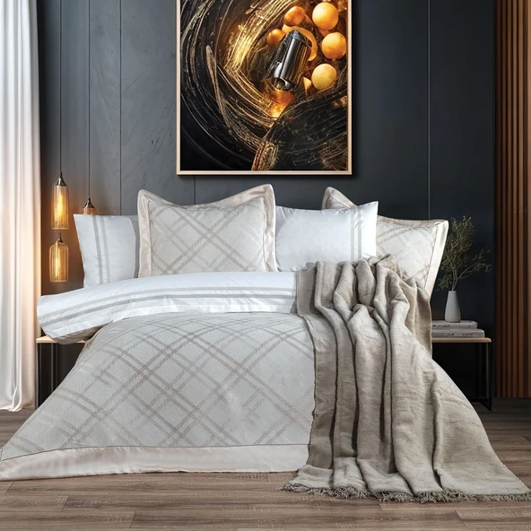 Hobby Trendy Çeyiz Seti - Ekose - Krem ürün görseli