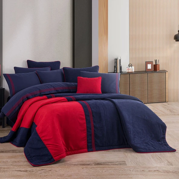Hobby Line Tek Kişilik Çeyiz Seti - Lacivert Kırmızı ürün görseli