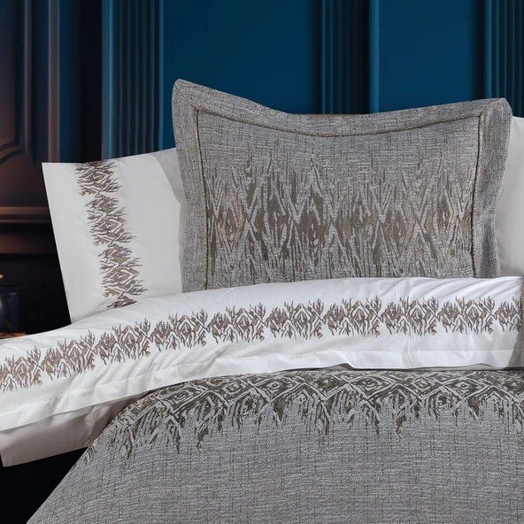 Hobby Trendy Çeyiz Seti - Karo- Gri - Resim 2