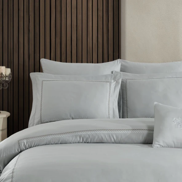 Hobby Queen 800 TC Saten Çift Kişilik Nevresim Takımı - A. Gri - Resim 2