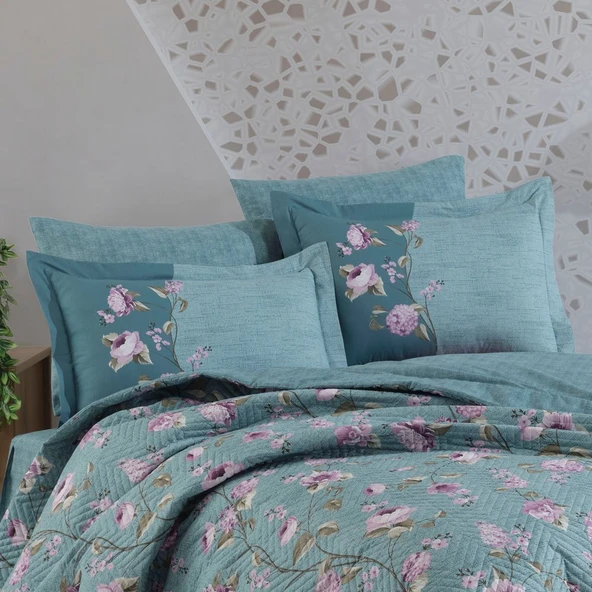 Hobby Benita Yeşil - Çift Kişilik Poplin Kapitone Nevresim Takımı - 2