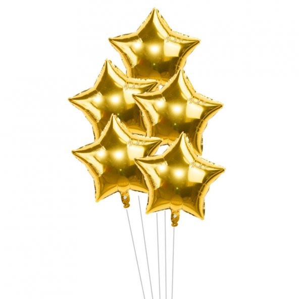 Altın Yıldız Folyo Balon Set 45 cm 5li