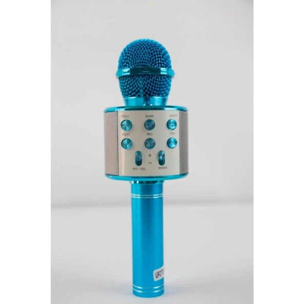 Zoom Uyumlu Ses Değiştiren Karaoke Mavi Mikrofon Bluetooth Hoparlör Aux Usb Sd Kart