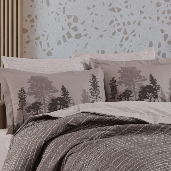 Hobby Tully Kahve - Çift Kişilik Poplin Kapitone Nevresim Takımı - 2