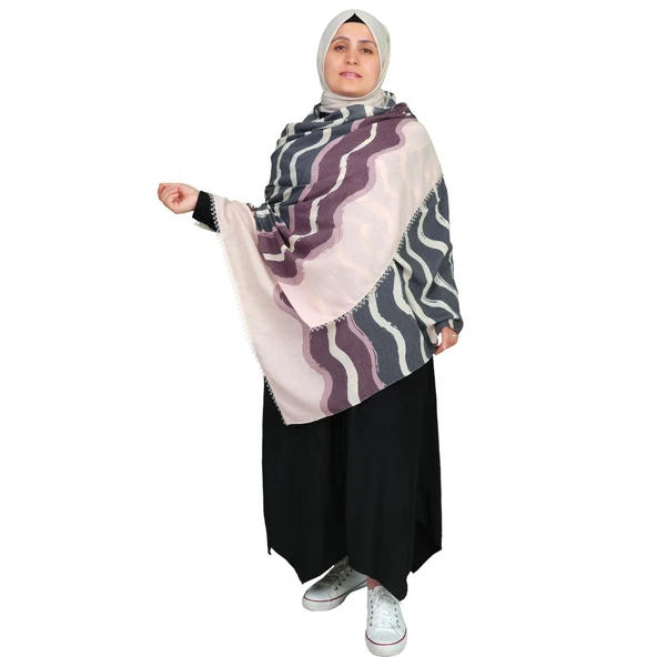 Kastamonu El Sanatları İğne Oyalı Karışık Pembe Şal - Resim 2