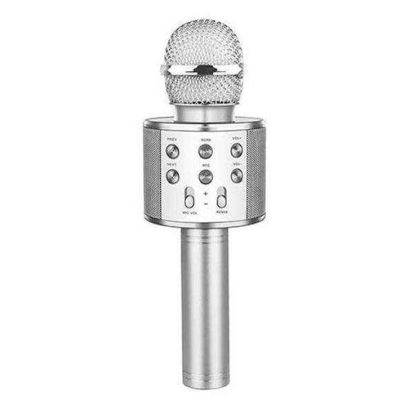Zoom Uyumlu Ses Değiştiren Karaoke Metalik Mikrofon Bluetooth Hoparlör Aux Usb Sd Kart