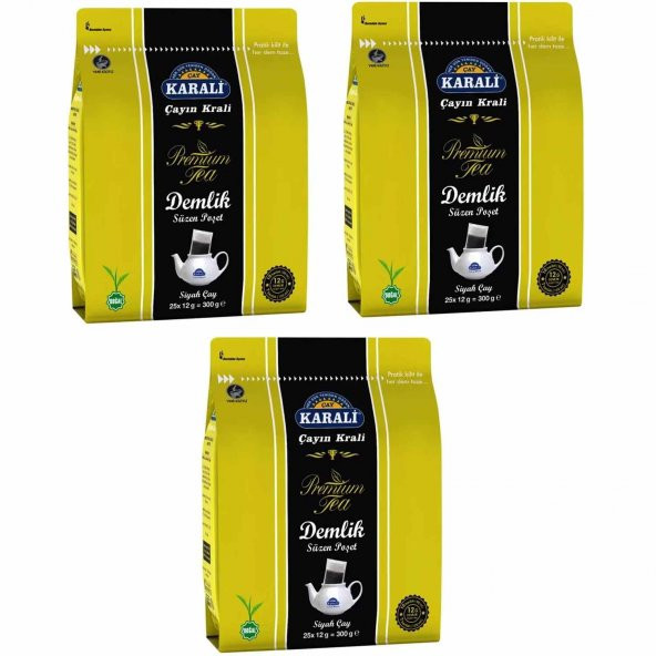 Karali Premium Demlik Poşet Siyah Çay 25 Li 3 ADET
