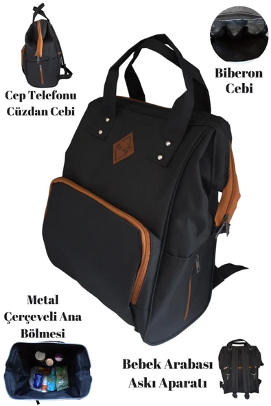 By-Ka Bebek Bakım Çantası Organizatör Fonksiyonel Anne Bebek Bakım Sırt Çantası - 2