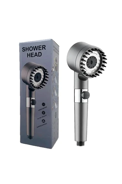 3 Fonksiyonlu Start Stop Tuşlu Filtreli Basınçlı Masaj Etkili Duş Başlığı - 6