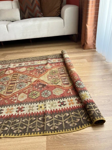 286x118 cm El Dokuma Yolluk, Uzun Bohem Stili Yolluk, Koridor ve Giriş için ideal Yolluk, Vintage Halı - 2