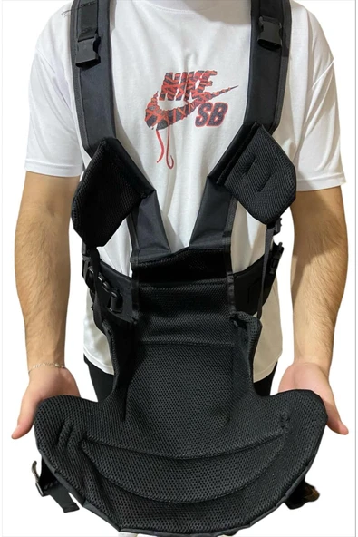 By-Ka Çift Yönlü Bebek Taşıma Kangurusu Bel Destekli Ergonomik Bebek Taşıyıcı Kanguru Mat Siyah - 5