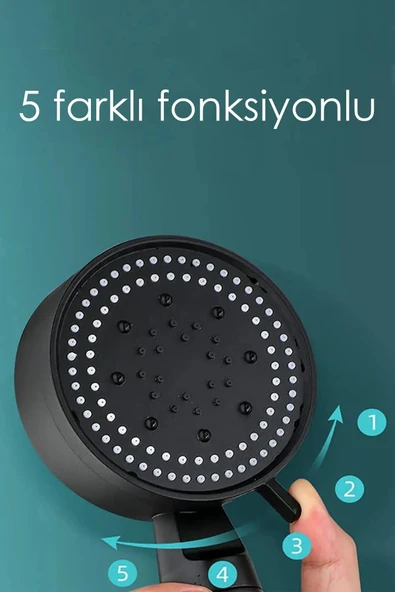 By-Ka Turbo Pervaneli 5 Fonksiyonlu Filtreli Yüksek Basınçlı Duş Başlığı - 4