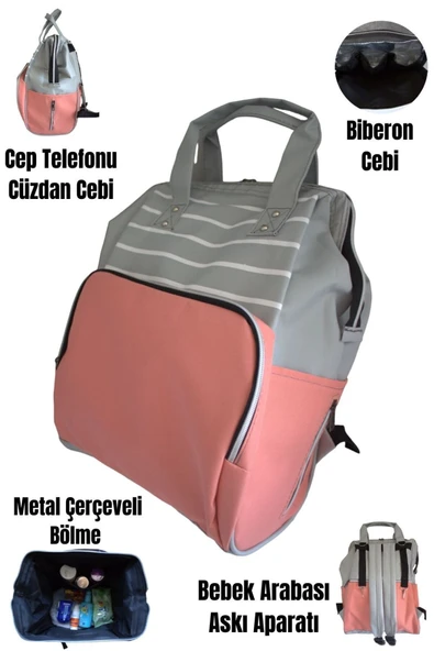 By-Ka Bebek Bakım Çantası Organizatör Fonksiyonel Anne Bebek Bakım Sırt Çantası - 2