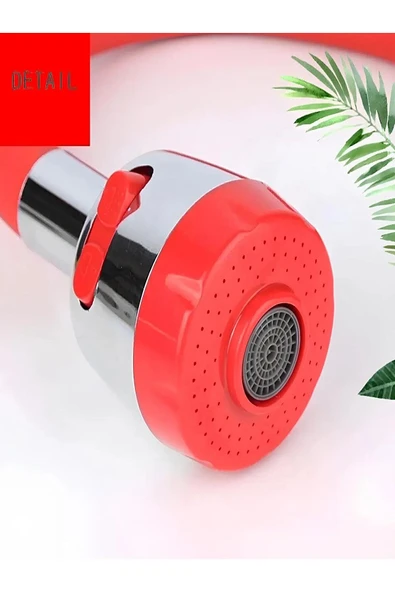 By-Ka Renkli Silikonlu Oynar Başlıklı 2 Fonksiyonlu Spiral Musluk Başlığı - Kırmızı - 2
