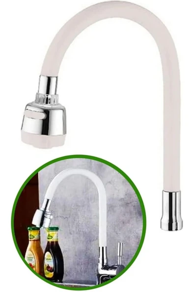 By-Ka Renkli Silikonlu Oynar Başlıklı 2 Fonksiyonlu Spiral Musluk Başlığı - Beyaz - 2