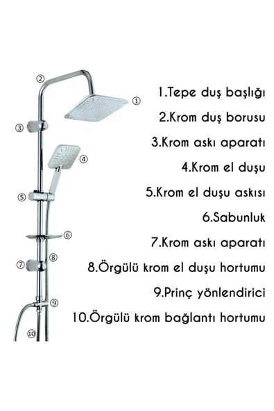 By-Ka Yağmurlama Robot Tepe Duş Sistemi Kare Başlık Beyaz-pirinç Yönlendirici-örgülü Duş Hortumu-sabunluk - 6