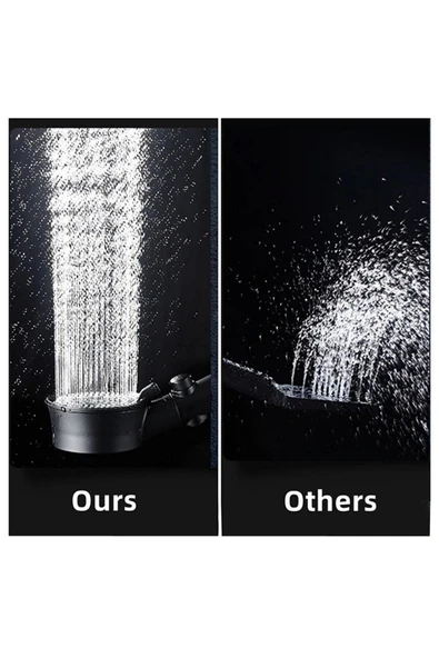 By-Ka Turbo Pervaneli 5 Fonksiyonlu Duş Başlığı 150 Cm Siyah Duş Hortumu Ve Mafsal Set 27074p - 5