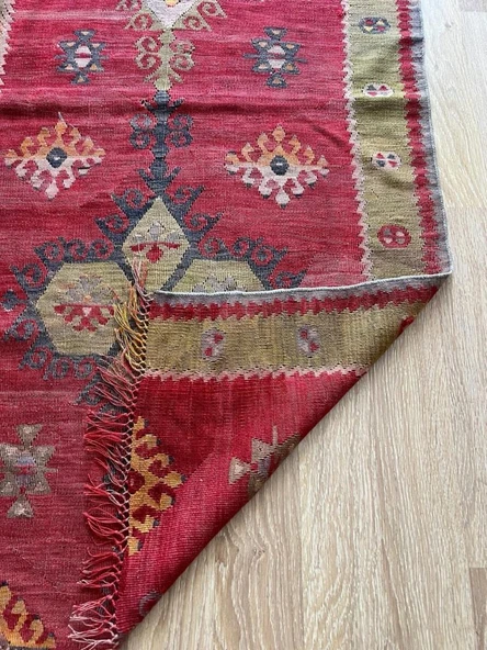 188x77 cm El Dokuma Türk Kilim, Ender Desenli Harika Kilim, Şık Boho Stili Ev Dekoru, Nostaljik Kilim - 6