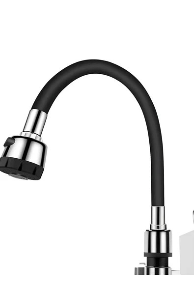 By-Ka shpx Renkli Silikonlu Oynar Başlıklı 2 Fonksiyonlu Spiral Musluk Başlığı - Siyah nslm 1037065