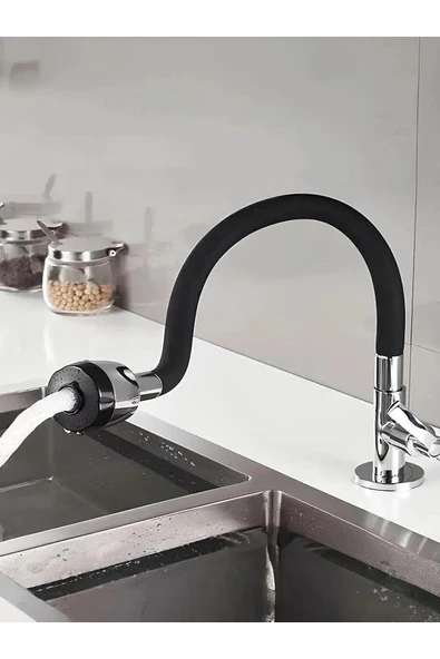 By-Ka shpx Renkli Silikonlu Oynar Başlıklı 2 Fonksiyonlu Spiral Musluk Başlığı - Siyah nslm 1037065 - 2