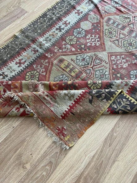 286x118 cm El Dokuma Yolluk, Uzun Bohem Stili Yolluk, Koridor ve Giriş için ideal Yolluk, Vintage Halı - 7