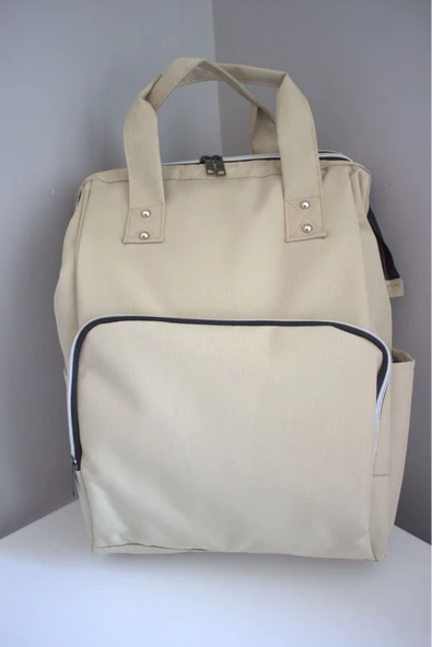 By-Ka Bebek Bakım Çantası Organizatör Fonksiyonel Anne Bebek Bakım Sırt Çantası Krem - 3