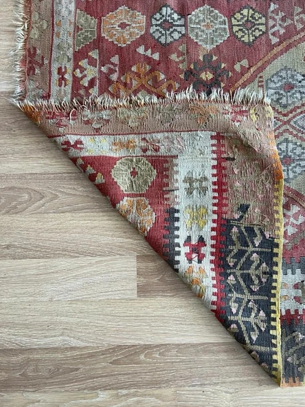 286x118 cm El Dokuma Yolluk, Uzun Bohem Stili Yolluk, Koridor ve Giriş için ideal Yolluk, Vintage Halı - 9