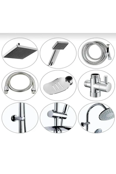 By-Ka Siyah Başlıklı Kaliteli Robot Kare Duş Sistemi Çok Fonksiyonlu Yağmurlama Duş Seti - 2