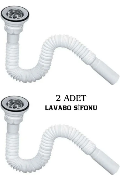 By-Ka Körüklü Lavabo Sifonu Lavabo Altı Hortumu Lavabo Gider Borusu 45-134 Cm (2 ADET)