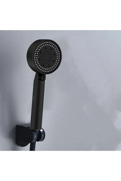 By-Ka 5 Fonksiyonlu Su Tasarruflu Duş Başlığı+ Siyah Mafsal+ 150 Cm Siyah Hortum - 3