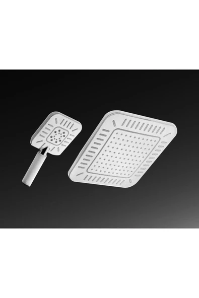 By-Ka Yağmurlama Robot Tepe Duş Sistemi Kare Başlık Beyaz-pirinç Yönlendirici-örgülü Duş Hortumu-sabunluk - 5