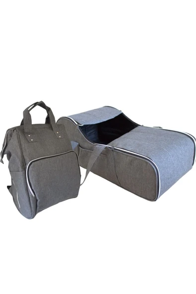 By-Ka Ana Kucağı Puset Bebek Taşıma + Anne Bebek Bakım Çantası -Gri - 2