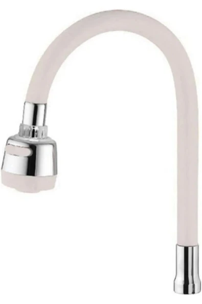 By-Ka Renkli Silikonlu Oynar Başlıklı 2 Fonksiyonlu Spiral Musluk Başlığı - Beyaz