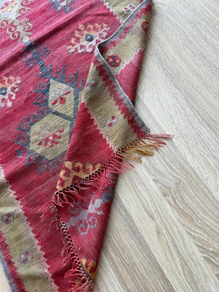 188x77 cm El Dokuma Türk Kilim, Ender Desenli Harika Kilim, Şık Boho Stili Ev Dekoru, Nostaljik Kilim - 5
